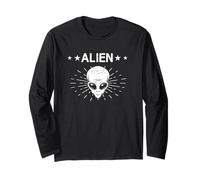 Alien Head Graphic Stars Espace Science-Fiction Manche Longue