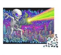 Alien Invasion Cityscape Art Print Puzzles 1000 Pieces Cadeau Unique Jeu Éducatif Défi Jouet À De Qualité Supérieure Peinture Art pour Adultes Et Enfants 38x26cm/1000pcs