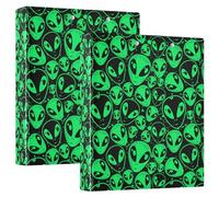 Alien Lot de 2 classeurs à 3 anneaux en D dessinés à la main A4 avec 200 feuilles pour enfants, fournitures scolaires, femmes, hommes et bureau