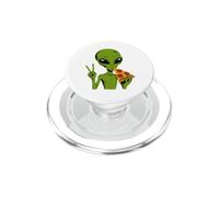 Alien Mangeant Une Pizza Signe de Paix Vert Extraterrestre Extraterrestre PopSockets PopGrip pour MagSafe