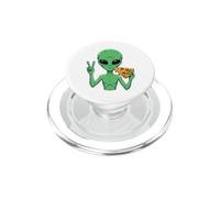 Alien Mangeant Une Pizza Signe de Paix Vert Extraterrestre Extraterrestre PopSockets PopGrip pour MagSafe