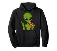 Alien Mangeant Une Pizza Signe de Paix Vert Extraterrestre Extraterrestre Sweat à Capuche