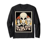 Alien Nous Sommes Ici pour Les friandises rétro Halloween Manche Longue
