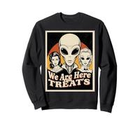 Alien Nous Sommes Ici pour Les friandises rétro Halloween Sweatshirt