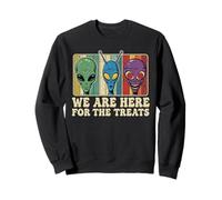 Alien Nous Sommes Ici pour Les friandises rétro Halloween Sweatshirt