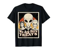 Alien Nous Sommes Ici pour Les friandises rétro Halloween T-Shirt