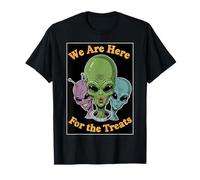 Alien Nous Sommes Ici pour Les friandises rétro Halloween T-Shirt