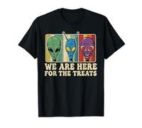 Alien Nous Sommes Ici pour Les friandises rétro Halloween T-Shirt
