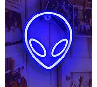 Alien Panneau lumineux LED Alien néon - Pour chambre à coucher, mur, maison, bar, décoration artistique (bleu)
