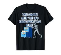 Alien poussant Les fichiers OVNI Top-Secret Funny Sci FI Graphic T-Shirt