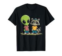 Alien & Raccoon Buddies | Design Amusant de Dessin animé T-Shirt