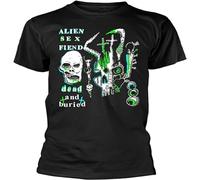 Alien Sex Fiend Dead and Buried T-Shirt Short Sleeve Top Graphic Tee Printed T-Shirt for Men Size L