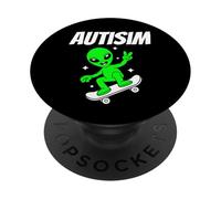Alien Skateboarder Funny Cosmic Skater Apparel AutismTees PopSockets PopGrip Adhésif