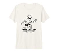 Alien Skateboarding Funny UFO Extraterrestre Sci-FI Design T-Shirt Haut de Gamme
