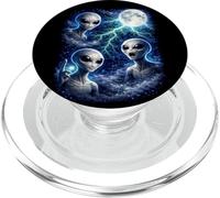 Alien sous la Lune Vintage Fantaisie Lightning Art Gris foncé PopSockets PopGrip pour MagSafe