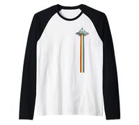 Alien Spaceship Rainbow UFO Enlèvement Amateurs de Science-Fiction Manche Raglan