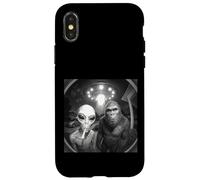 Alien UFO & Bigfoot Sonnette de Porte Amusante Caméra de Nuit Art de la Vie Spatiale Coque pour iPhone X/XS