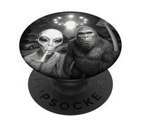 Alien UFO & Bigfoot Sonnette de Porte Amusante Caméra de Nuit Art de la Vie Spatiale PopSockets PopGrip Adhésif