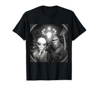 Alien UFO & Bigfoot Sonnette de Porte Amusante Caméra de Nuit Art de la Vie Spatiale T-Shirt