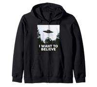 Alien UFO Hunter Fun Alien Vaisseau spatial I Want to Believe Sweat à Capuche