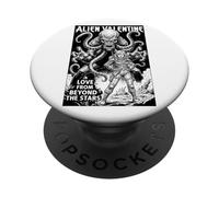 Alien Valentine Drôle Science Fiction Vintage Bande dessinée PopSockets PopGrip Adhésif