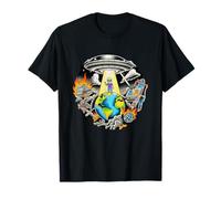 Alien Wave : OVNI mondial, petit homme vert, drôle, planète Terre T-Shirt