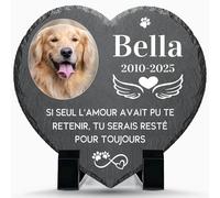 Alienc Plaque Funéraire Chien Chat Personnalisée - Ardoise Pierre Tombe | Plaque commémorative avec photo, nom et date pour jardin. Cadeau souvenir hommage après la perte d'un chien ou chat.