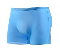 Alienjoy Boxer fin en soie glacée pour homme - Sous-vêtements sexy sans coutures - Doux pour la peau - Taille basse, bleu, L