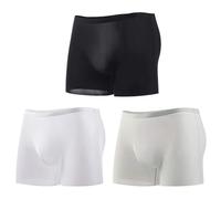 Alienjoy Boxer fin en soie glacée pour homme - Sous-vêtements sexy sans coutures - Doux pour la peau - Taille basse, A1 noir/blanc/gris (lot de 3), XXL