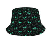 Aliens Bob unisexe - Chapeau de rave, réfléchissant, léger et pliable, parfait pour l'extérieur, les fêtes et les voyages, noir