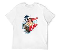 Aliens Gave My Cat A Beard Funny B Movie T-Shirt Graphic Tee Printed Top Mens White Shirt M