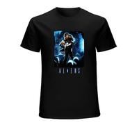 Aliens Movie Poster Sigourney Weaver T-Shirt Graphic Tee Printed Top Mens Black Shirt L