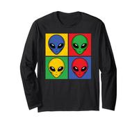 Aliens Pop-Art Popart Têtes D'extraterrestres Visages Manche Longue