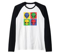Aliens Pop-Art Popart Têtes D'extraterrestres Visages Manche Raglan