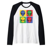 Aliens Pop-Art Popart Têtes D'extraterrestres Visages Manche Raglan