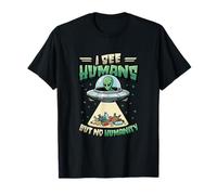 Aliens UFO Extraterrestre Space Soucoupe Volante No Humanity T-Shirt