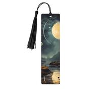AlienStarReflection - Lot de 5 marque-pages en bois de peuplier avec pompon, impression complète double face, marque-pages mignons, marque-pages légers pour la lecture, accessoires de lecture, cadeaux