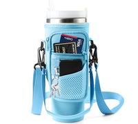 ALIENSX Sac de transport pour bouteille d'eau avec poche pour téléphone portable pour gobelet Stanley de 1 200 ml, matériau en néoprène, bandoulière réglable, clip mousqueton, accessoires de tasse