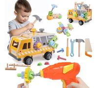 Aliex Boite a Outils Enfant Jouet en Bois, Camion Bricolage avec Perceuse Électrique, 39 Pièces, Jeux Montessori Educatif Cadeau Garçon Fille 3 4 5 Ans