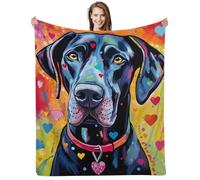 ALIFAFA Couverture cadeau de dogue allemand, couverture noire pour chien dogue allemand, cadeau pour les amateurs de dogue allemand, cadeau sur le thème du dogue allemand, décoration unique de dogue