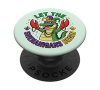 Aligator Crocodiles Mardi Gras Laisse Les manigances Commencer PopSockets PopGrip Adhésif