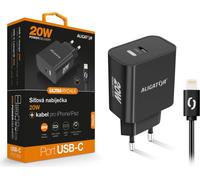 ALIGATOR Power Delivery 20W chargeur secteur intelligent, câble USB-C pour iPhone / iPad, noir