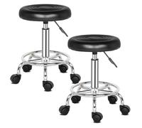 Alightup 2 pièces Tabouret de Bureau Tabouret à roulettes Professionnel Rotation à 360° Chaise a Roulette Salon de Massage Cuisine Bureau Hauteur Réglable Noir1