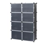 Alightup Armoire à Chaussure Portable Meuble Chaussures Grande Capacité Range Chaussures avec Portes Étagère de Etagères Empilables Plastique pour Chaussures Veste Petit Matériel 14 Cubes
