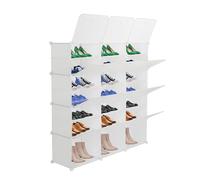 Alightup Armoire à Chaussures Portable Cube, 20-30 Paires, Chaque Casier 30x40x30cm, pour Chaussures, Bottes, Pantoufles (Noir et Transparent) (Blanc, 12cube)