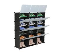 Alightup Armoire à Chaussures Portable Cube, 20-30 Paires, Chaque Casier 30x40x30cm, pour Chaussures, Bottes, Pantoufles (Noir et Transparent) (Noir, 12cube)