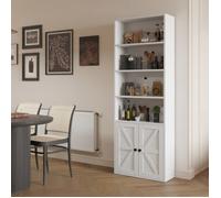 ALIGHTUP - Armoire à vitrine, 4 x étagères + 2 x portes, Rangement spacieux - 60 x 23,5 x 180, Blanc