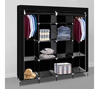 Alightup Armoire de Rangement Dressing Penderie Tissu Garde Robe Portable pour Chambre D'adulte 4 Couches 12 Cubes, 170 x 45 x 180 cm, Noir