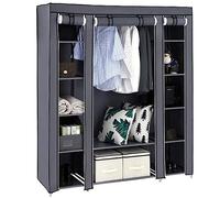 Alightup Armoire de Rangement en Tissu, Penderie avec Housse, Placard, Garde-Robe, 150 x 45 x 175cm, 5 Étages 12 Cases, pour Chambre, Vestiaire, Gris