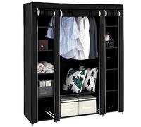Alightup Armoire de Rangement en Tissu, Penderie avec Housse, Placard, Garde-Robe, 150 x 45 x 175cm, 5 Étages 12 Cases, pour Chambre, Vestiaire, Noir